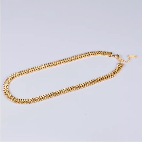 Re-stocked❗️new 18k Gold Plated Chunky Woven Chain Choker Necklace - Picture 6 of 9